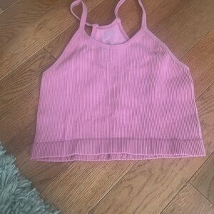 Pink Ribbed Tank Top